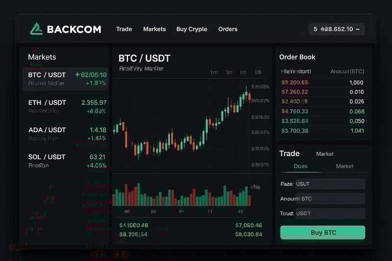 Backcom crypto exchange platform interface